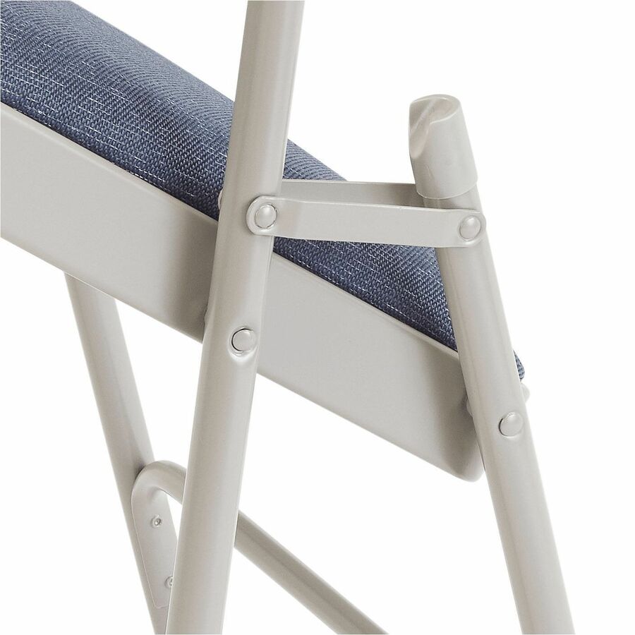 NPS® 2200 Series Deluxe Fabric Upholstered Double Hinge Premium Folding Chair, Pack of 4, Surface Color: Imperial Blue, Frame Color: Grey