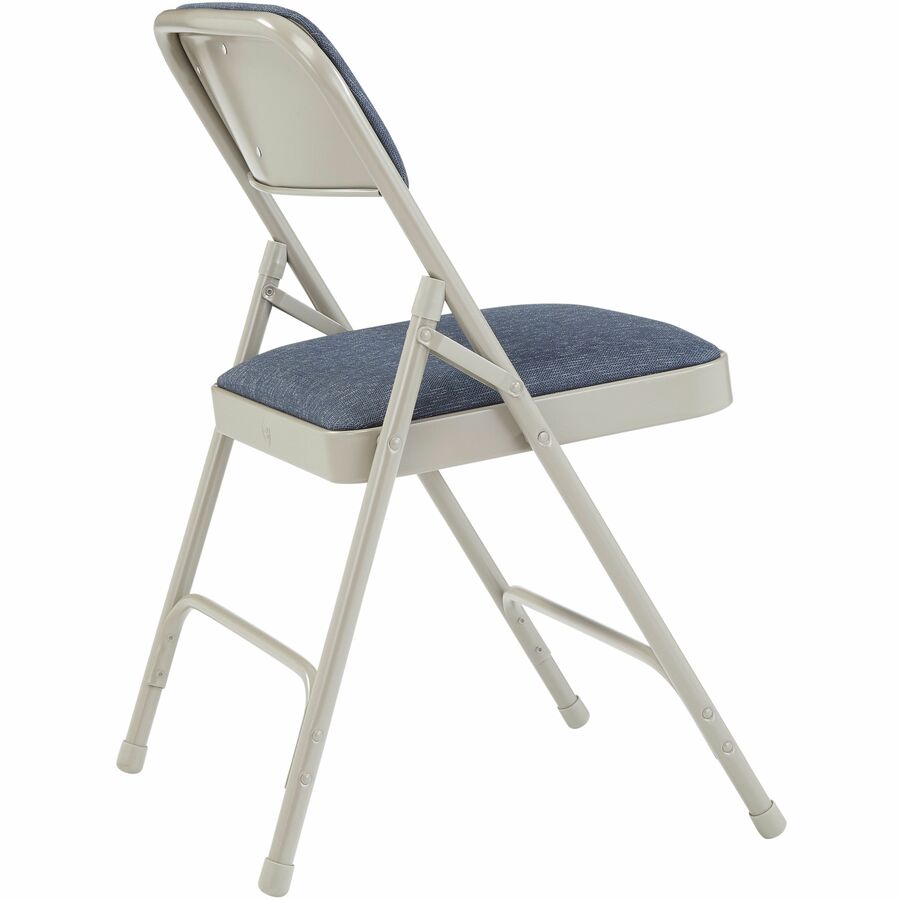 NPS® 2200 Series Deluxe Fabric Upholstered Double Hinge Premium Folding Chair, Pack of 4, Surface Color: Imperial Blue, Frame Color: Grey