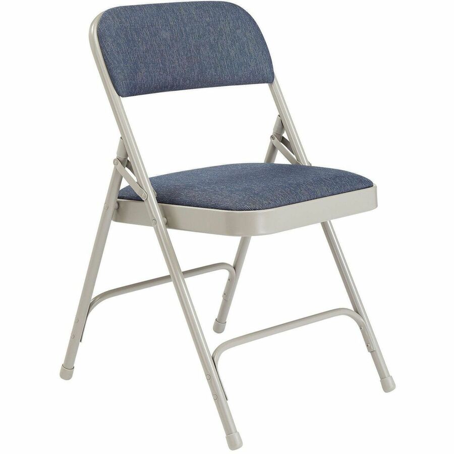NPS® 2200 Series Deluxe Fabric Upholstered Double Hinge Premium Folding Chair, Pack of 4, Surface Color: Imperial Blue, Frame Color: Grey