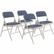 NPS® 2200 Series Deluxe Fabric Upholstered Double Hinge Premium Folding Chair, Pack of 4, Surface Color: Imperial Blue, Frame Color: Grey