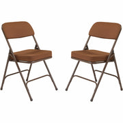 NPS® 3200 Series Premium 2" Fabric Upholstered Double Hinge Folding Chair, Pack of 2, Surface Color: Antique Gold, Frame Color: Textured Brown