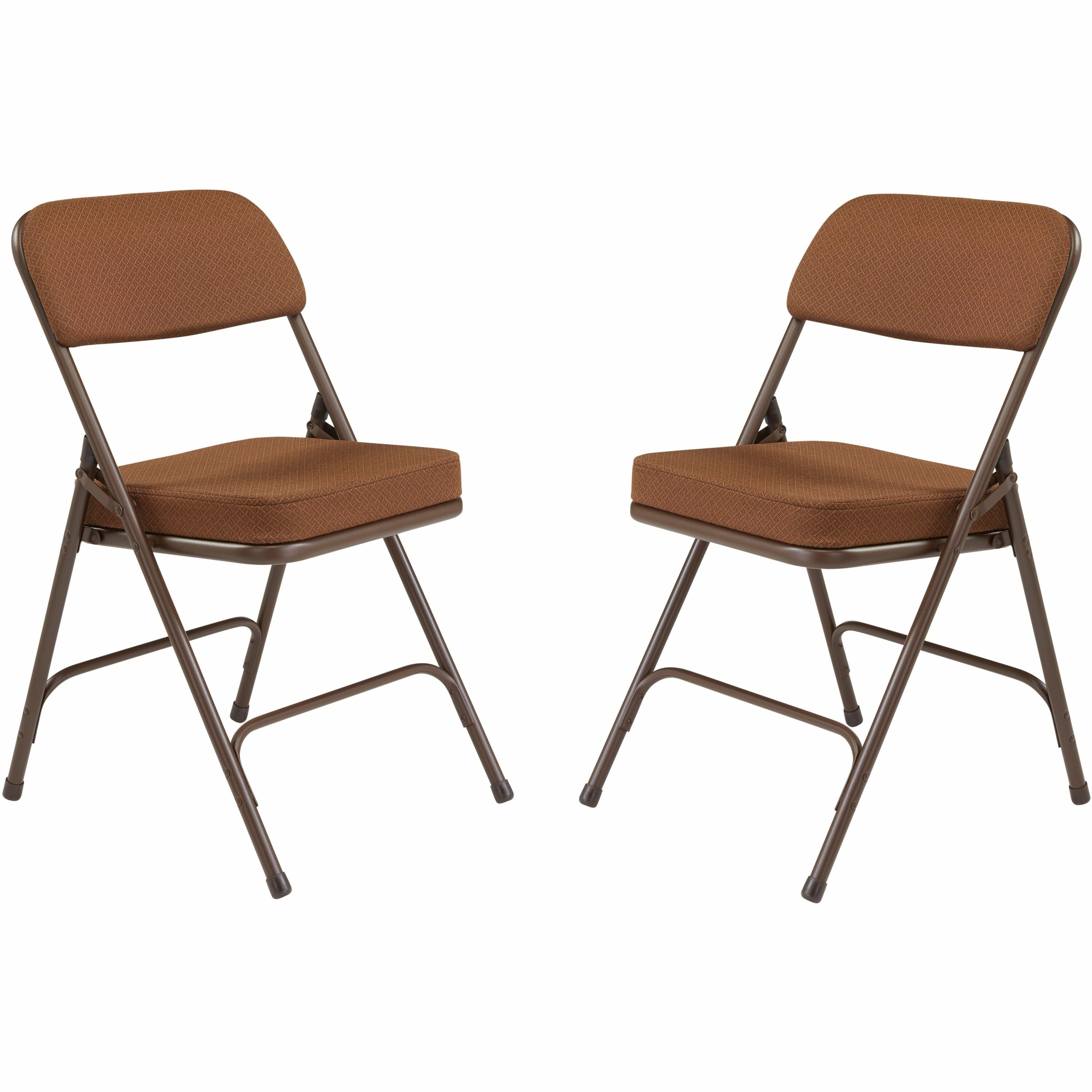 NPS® 3200 Series Premium 2" Fabric Upholstered Double Hinge Folding Chair, Pack of 2, Surface Color: Antique Gold, Frame Color: Textured Brown