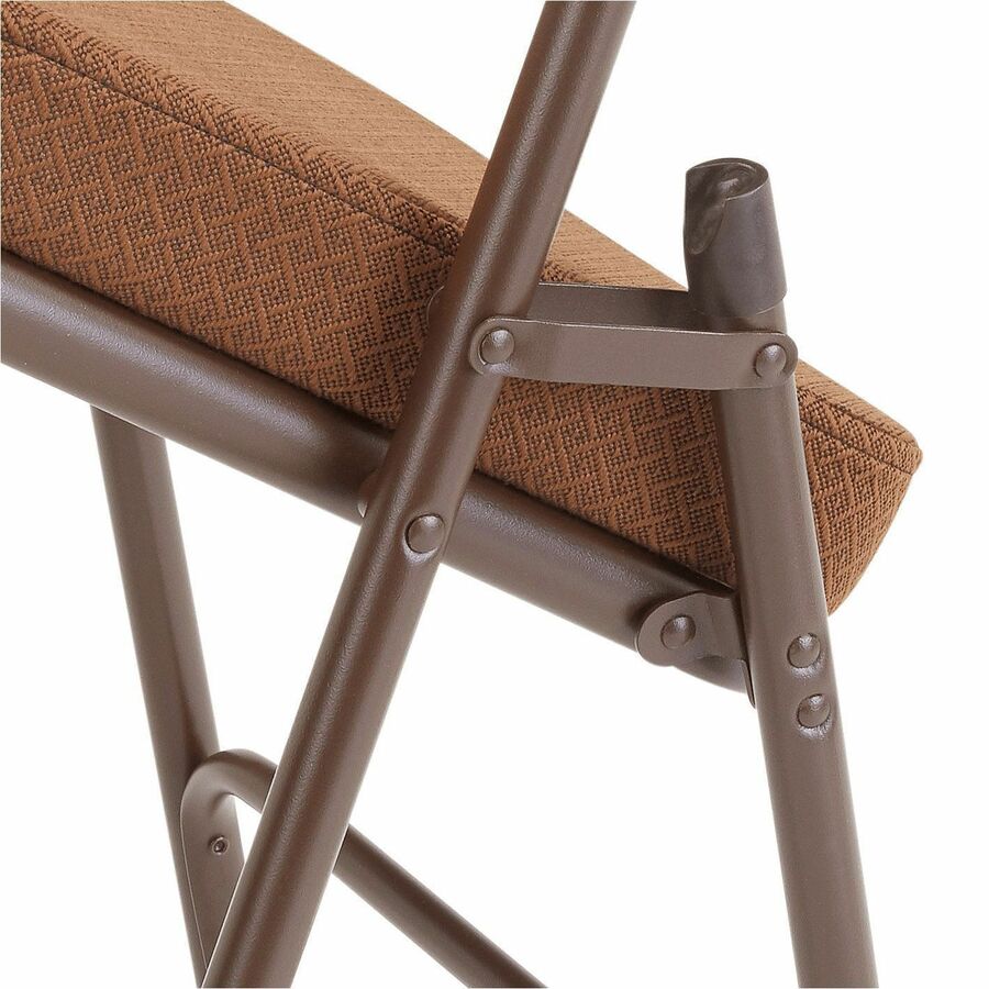 NPS® 3200 Series Premium 2" Fabric Upholstered Double Hinge Folding Chair, Pack of 2, Surface Color: Antique Gold, Frame Color: Textured Brown