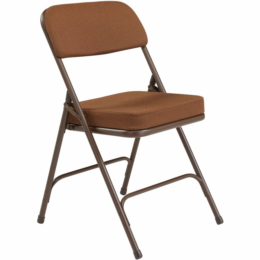 NPS® 3200 Series Premium 2" Fabric Upholstered Double Hinge Folding Chair, Pack of 2, Surface Color: Antique Gold, Frame Color: Textured Brown