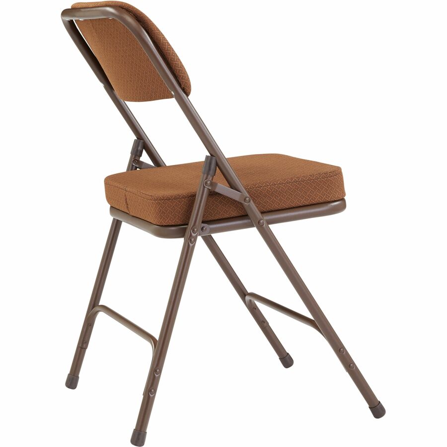 NPS® 3200 Series Premium 2" Fabric Upholstered Double Hinge Folding Chair, Pack of 2, Surface Color: Antique Gold, Frame Color: Textured Brown