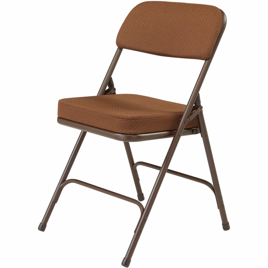 NPS® 3200 Series Premium 2" Fabric Upholstered Double Hinge Folding Chair, Pack of 2, Surface Color: Antique Gold, Frame Color: Textured Brown
