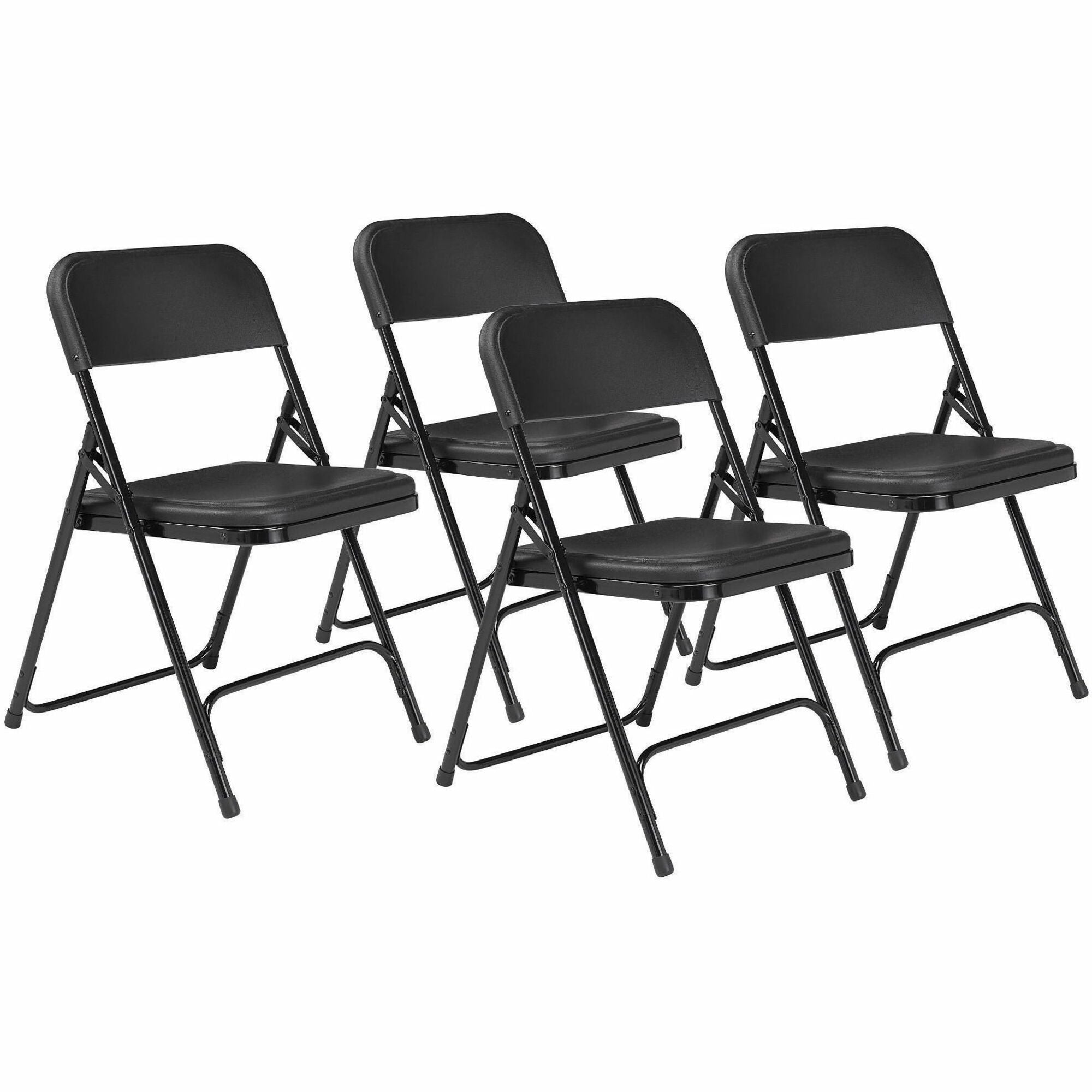 NPS® 800 Series Premium Lightweight Plastic Folding Chair, Pack of 4, Surface Color: Black, Frame Color: Black