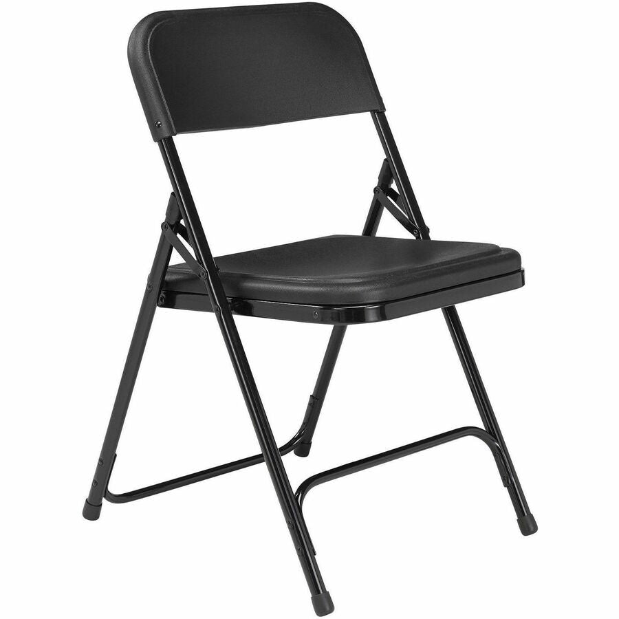 NPS® 800 Series Premium Lightweight Plastic Folding Chair, Pack of 4, Surface Color: Black, Frame Color: Black