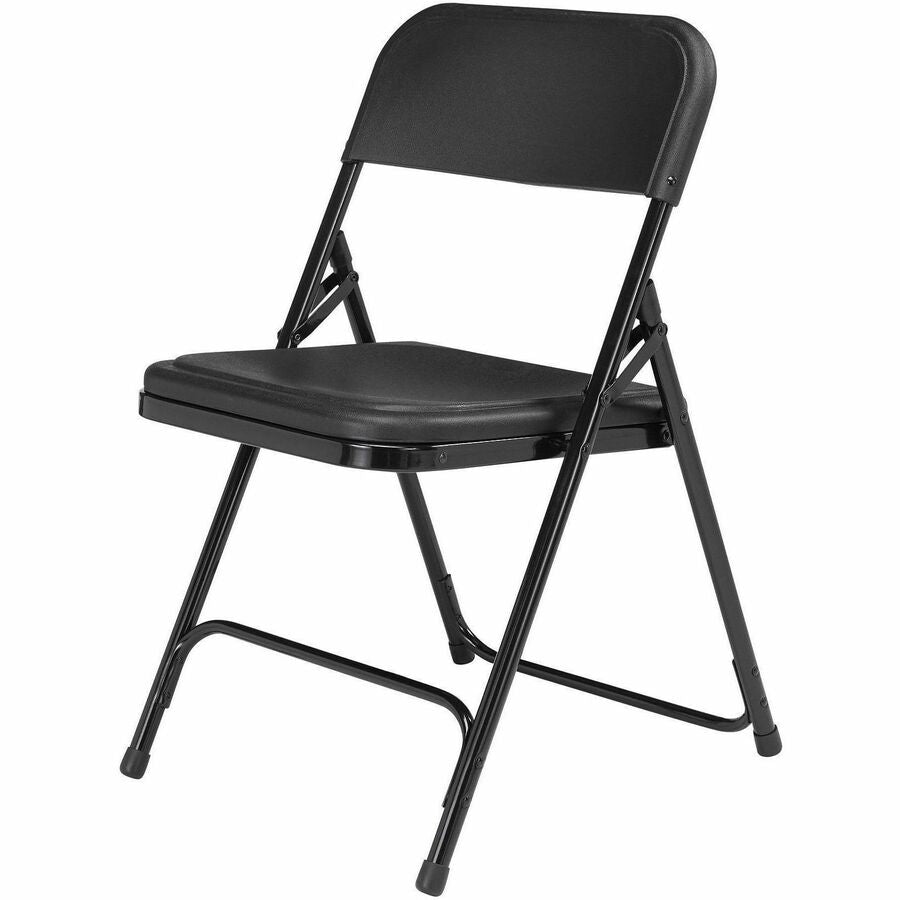 NPS® 800 Series Premium Lightweight Plastic Folding Chair, Pack of 4, Surface Color: Black, Frame Color: Black