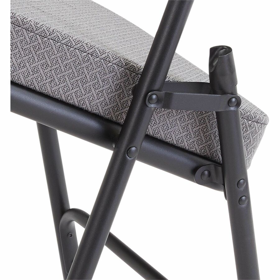 NPS® 3200 Series Premium 2" Fabric Upholstered Double Hinge Folding Chair, Pack of 2, Surface Color: Charcoal Grey, Frame Color: Textured Black