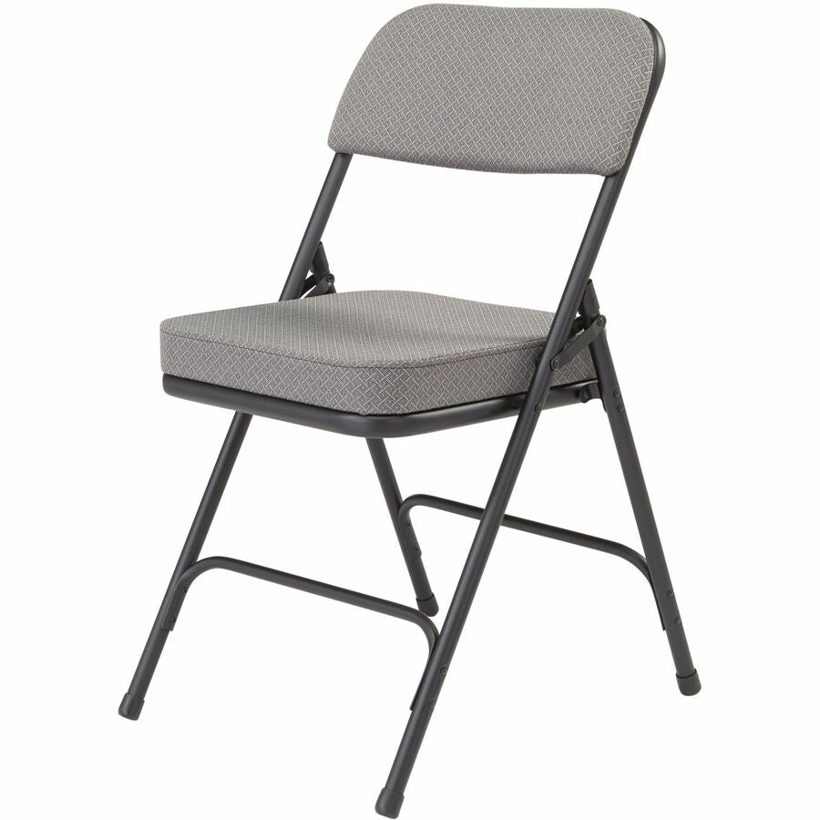 NPS® 3200 Series Premium 2" Fabric Upholstered Double Hinge Folding Chair, Pack of 2, Surface Color: Charcoal Grey, Frame Color: Textured Black