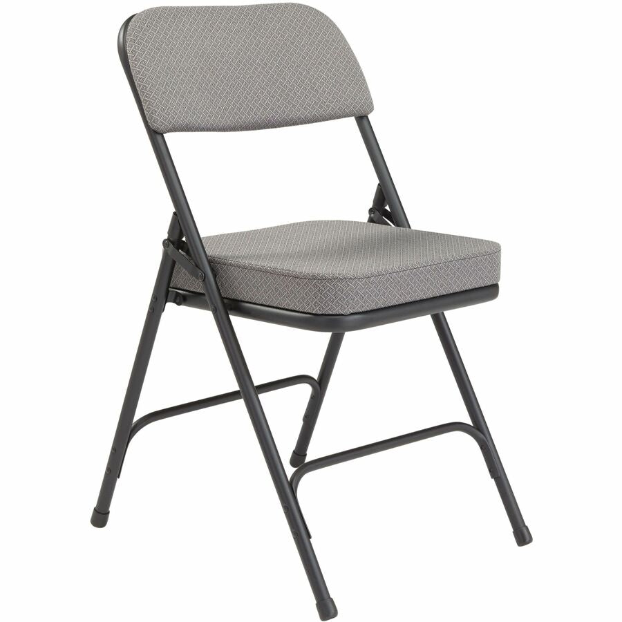 NPS® 3200 Series Premium 2" Fabric Upholstered Double Hinge Folding Chair, Pack of 2, Surface Color: Charcoal Grey, Frame Color: Textured Black