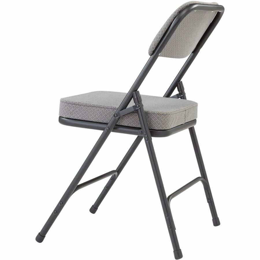 NPS® 3200 Series Premium 2" Fabric Upholstered Double Hinge Folding Chair, Pack of 2, Surface Color: Charcoal Grey, Frame Color: Textured Black