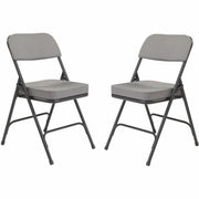 NPS® 3200 Series Premium 2" Fabric Upholstered Double Hinge Folding Chair, Pack of 2, Surface Color: Charcoal Grey, Frame Color: Textured Black