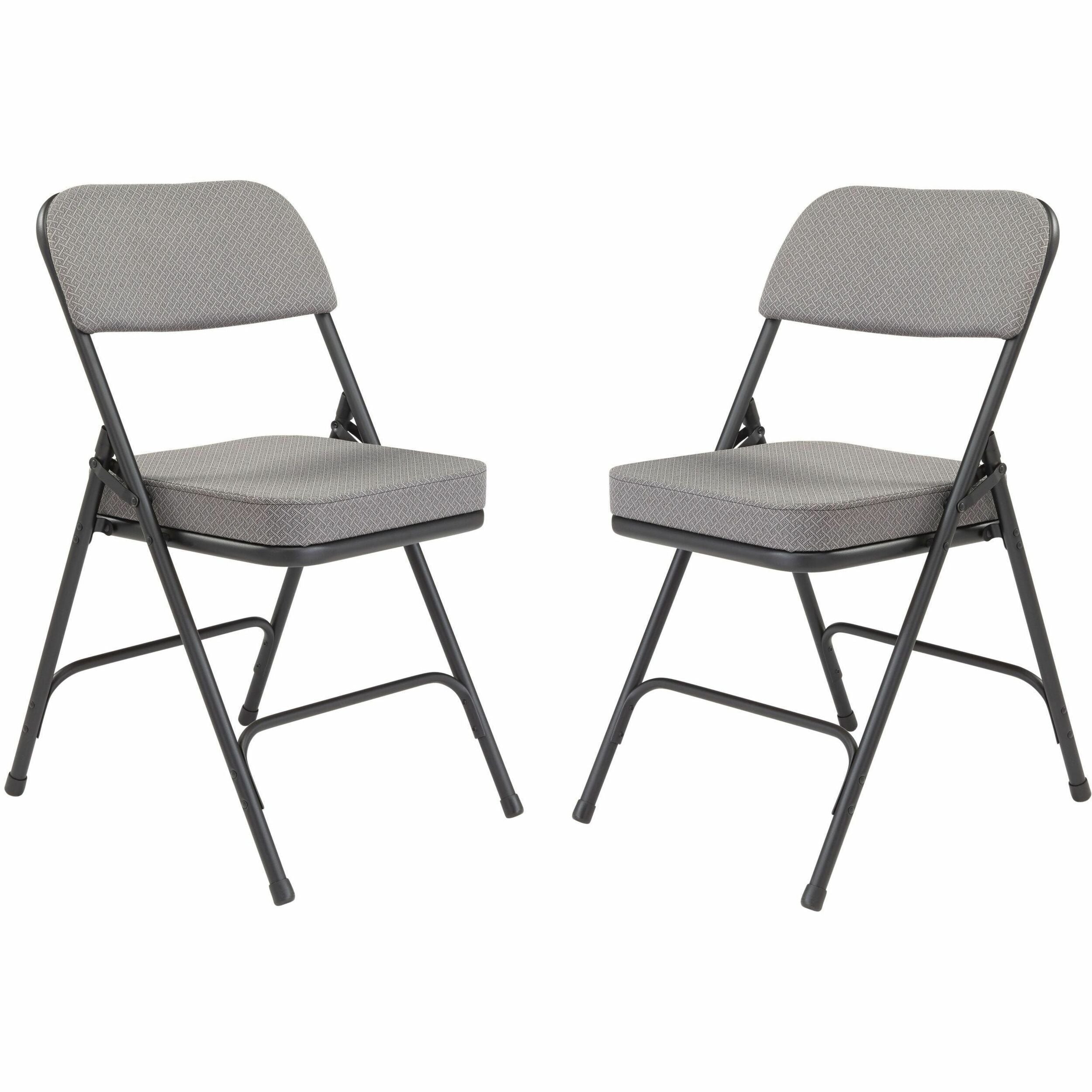 NPS® 3200 Series Premium 2" Fabric Upholstered Double Hinge Folding Chair, Pack of 2, Surface Color: Charcoal Grey, Frame Color: Textured Black