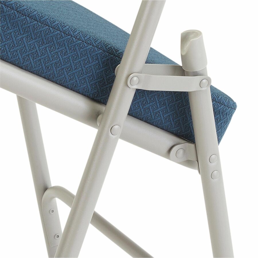 NPS® 3200 Series Premium 2" Fabric Upholstered Double Hinge Folding Chair, Pack of 2, Surface Color: Regal Blue, Frame Color: Textured Grey