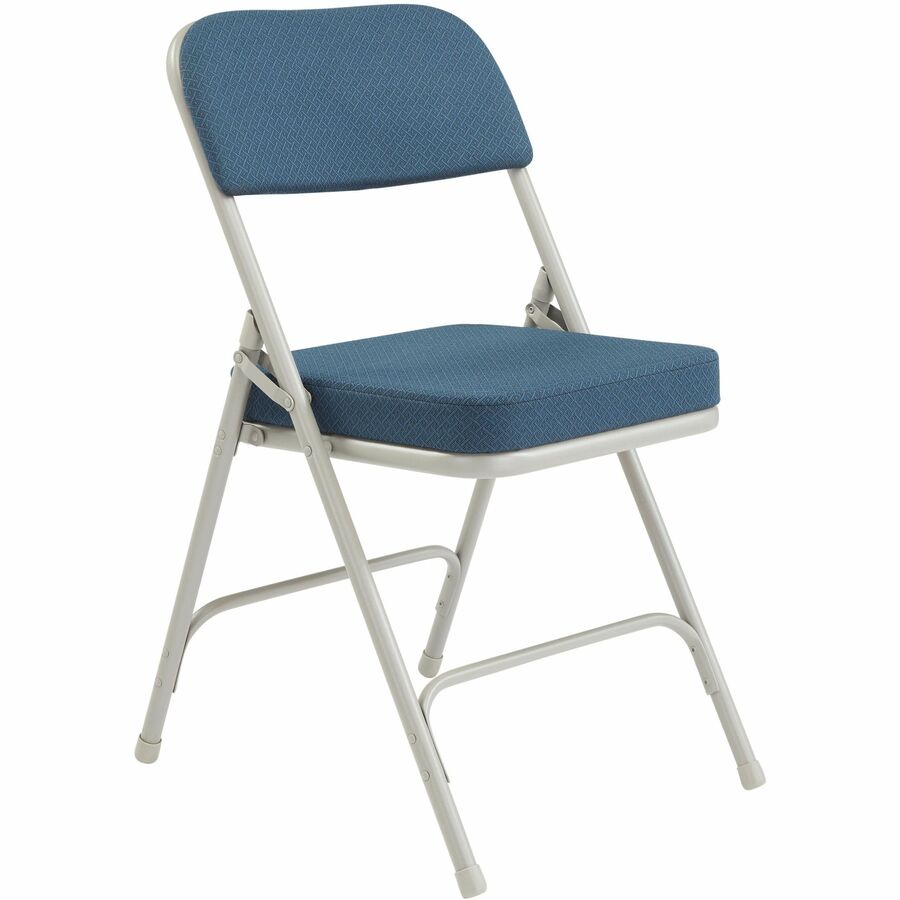 NPS® 3200 Series Premium 2" Fabric Upholstered Double Hinge Folding Chair, Pack of 2, Surface Color: Regal Blue, Frame Color: Textured Grey