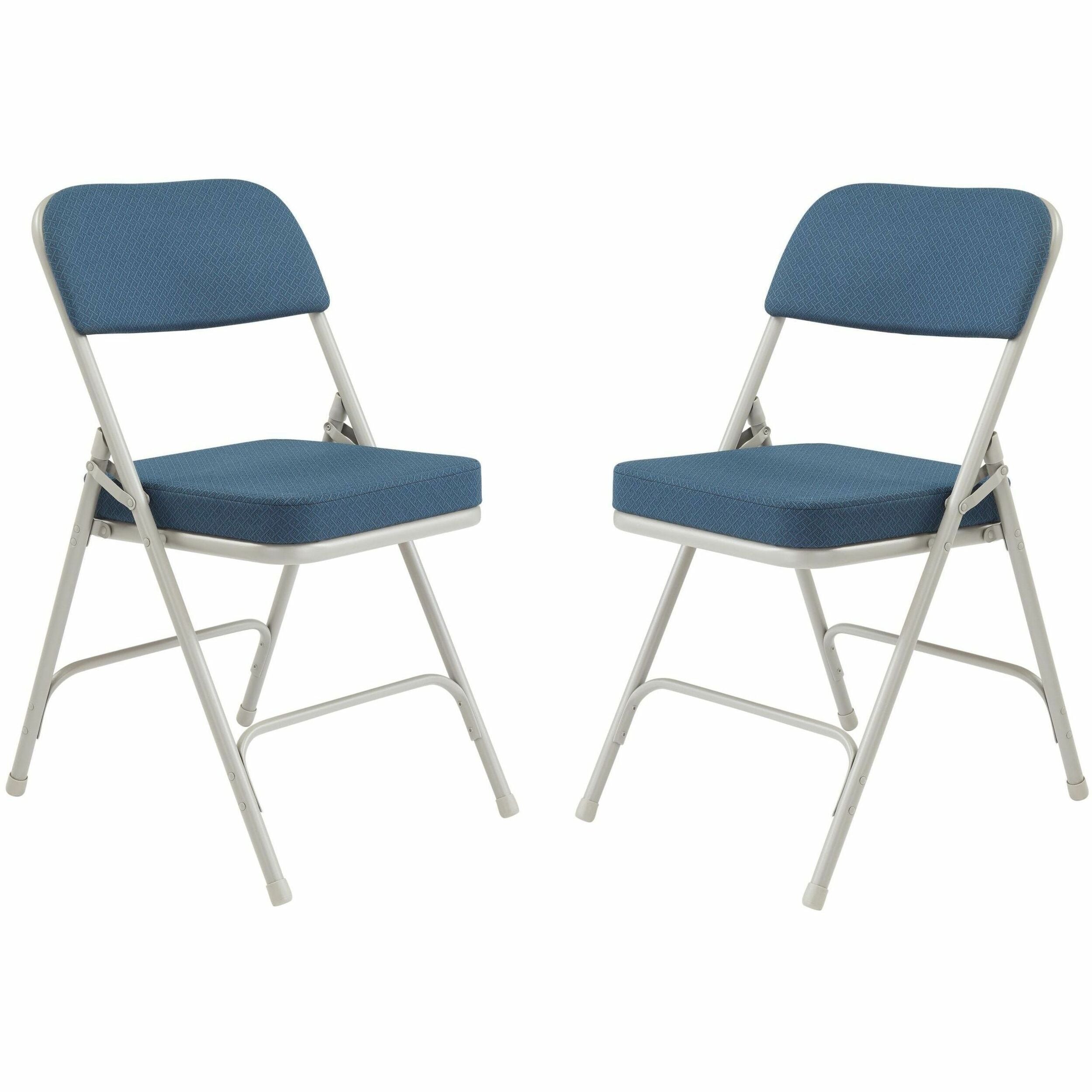 NPS® 3200 Series Premium 2" Fabric Upholstered Double Hinge Folding Chair, Pack of 2, Surface Color: Regal Blue, Frame Color: Textured Grey