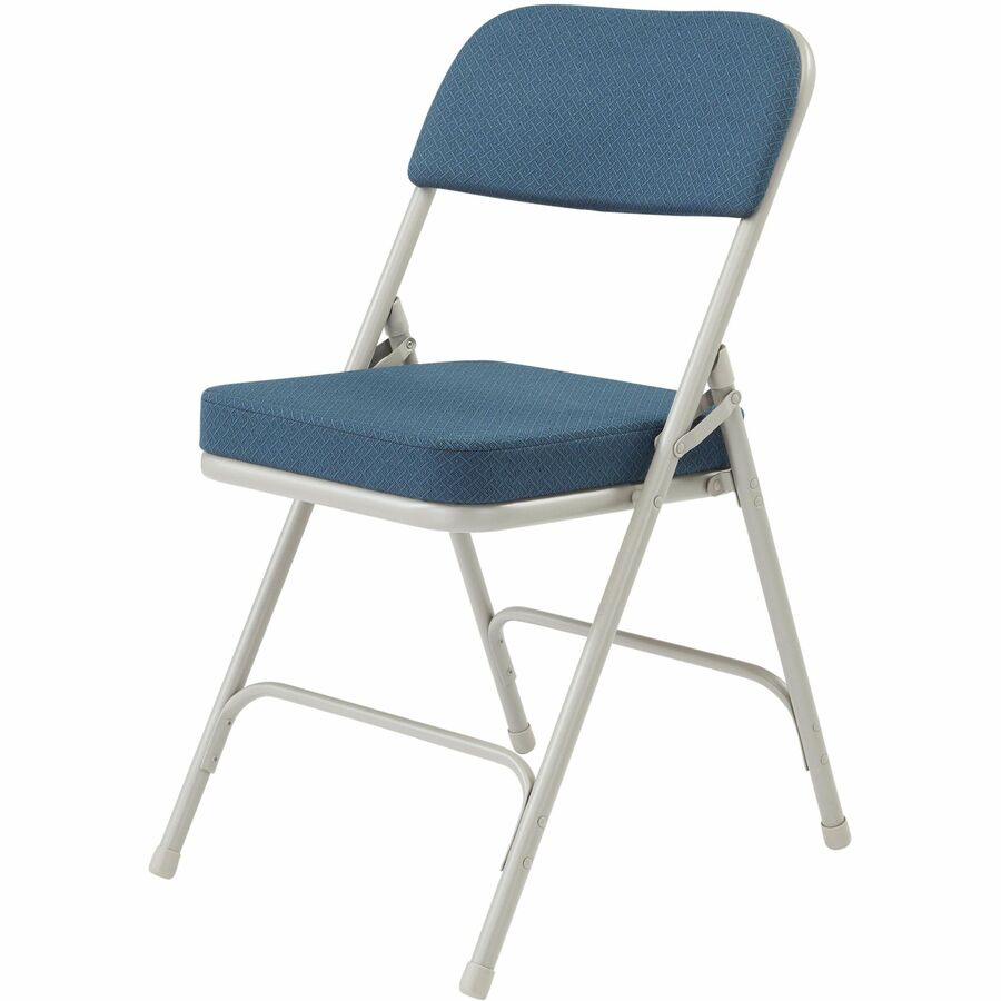 NPS® 3200 Series Premium 2" Fabric Upholstered Double Hinge Folding Chair, Pack of 2, Surface Color: Regal Blue, Frame Color: Textured Grey