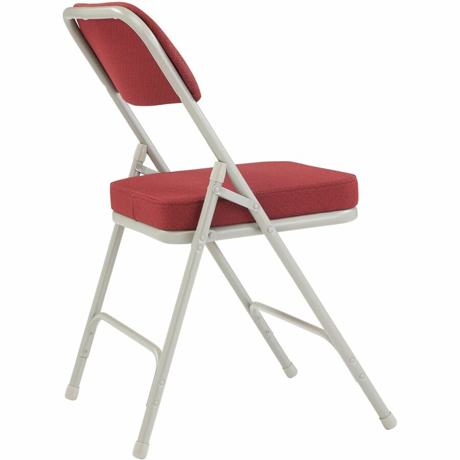 NPS® 3200 Series Premium 2" Fabric Upholstered Double Hinge Folding Chair, Pack of 2, Surface Color: New Burgundy, Frame Color: Textured Grey