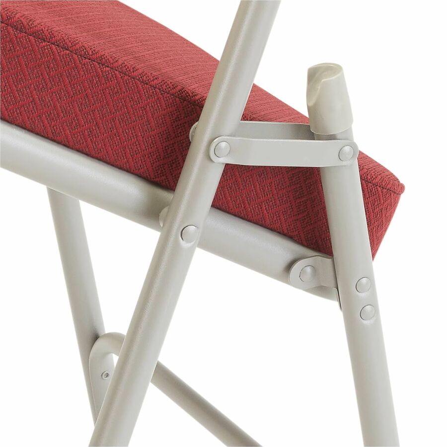 NPS® 3200 Series Premium 2" Fabric Upholstered Double Hinge Folding Chair, Pack of 2, Surface Color: New Burgundy, Frame Color: Textured Grey