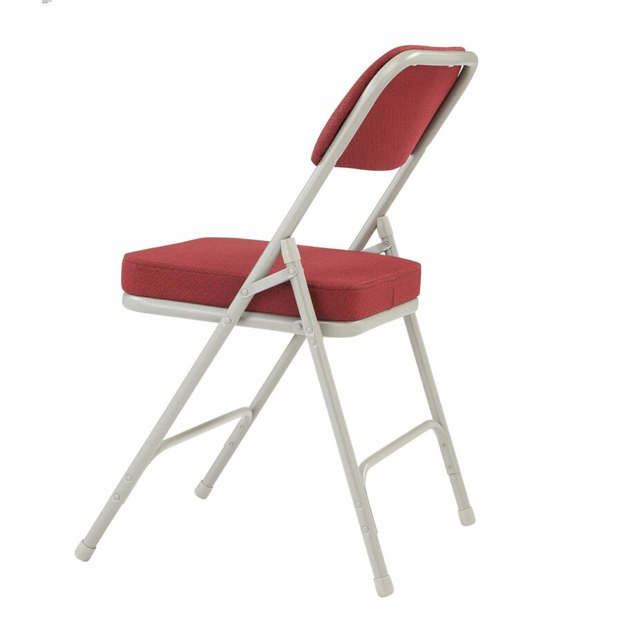 NPS® 3200 Series Premium 2" Fabric Upholstered Double Hinge Folding Chair, Pack of 2, Surface Color: New Burgundy, Frame Color: Textured Grey