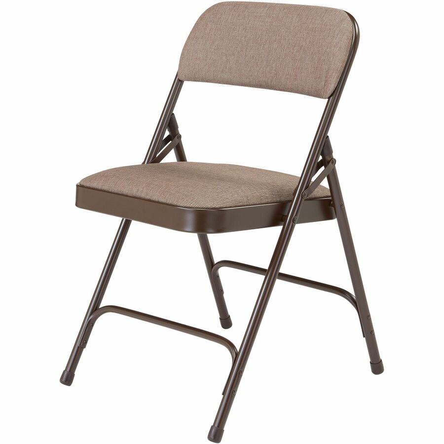 NPS® 2200 Series Deluxe Fabric Upholstered Double Hinge Premium Folding Chair, Pack of 4, Surface Color: Russet Walnut, Frame Color: Brown