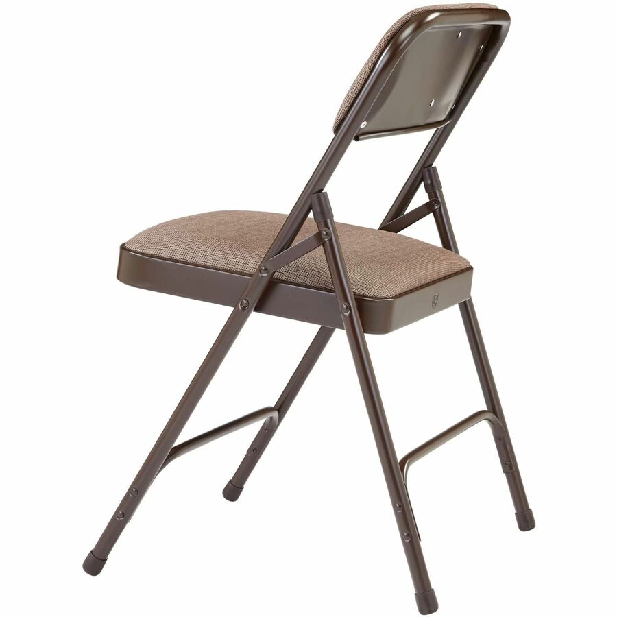 NPS® 2200 Series Deluxe Fabric Upholstered Double Hinge Premium Folding Chair, Pack of 4, Surface Color: Russet Walnut, Frame Color: Brown