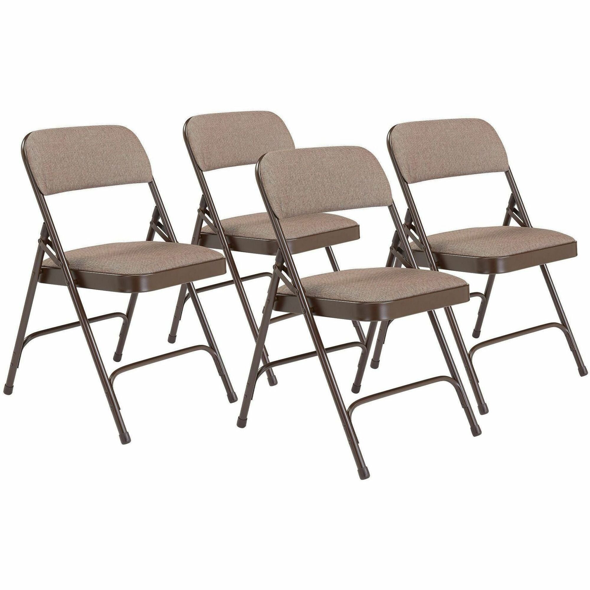 NPS® 2200 Series Deluxe Fabric Upholstered Double Hinge Premium Folding Chair, Pack of 4, Surface Color: Russet Walnut, Frame Color: Brown