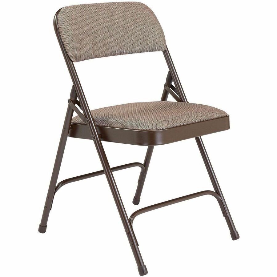 NPS® 2200 Series Deluxe Fabric Upholstered Double Hinge Premium Folding Chair, Pack of 4, Surface Color: Russet Walnut, Frame Color: Brown