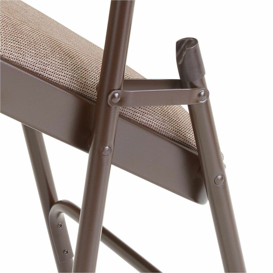 NPS® 2200 Series Deluxe Fabric Upholstered Double Hinge Premium Folding Chair, Pack of 4, Surface Color: Russet Walnut, Frame Color: Brown