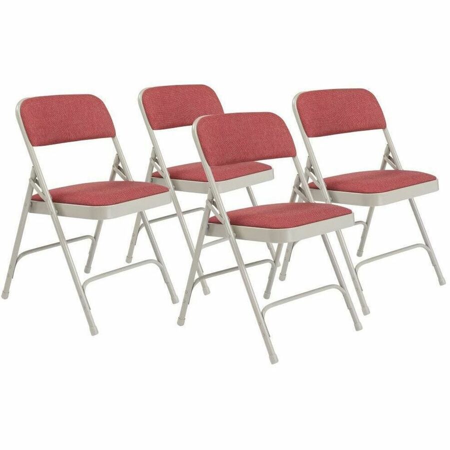 NPS® 2200 Series Deluxe Fabric Upholstered Double Hinge Premium Folding Chair, Pack of 4, Surface Color: Majestic Cabernet, Frame Color: Grey
