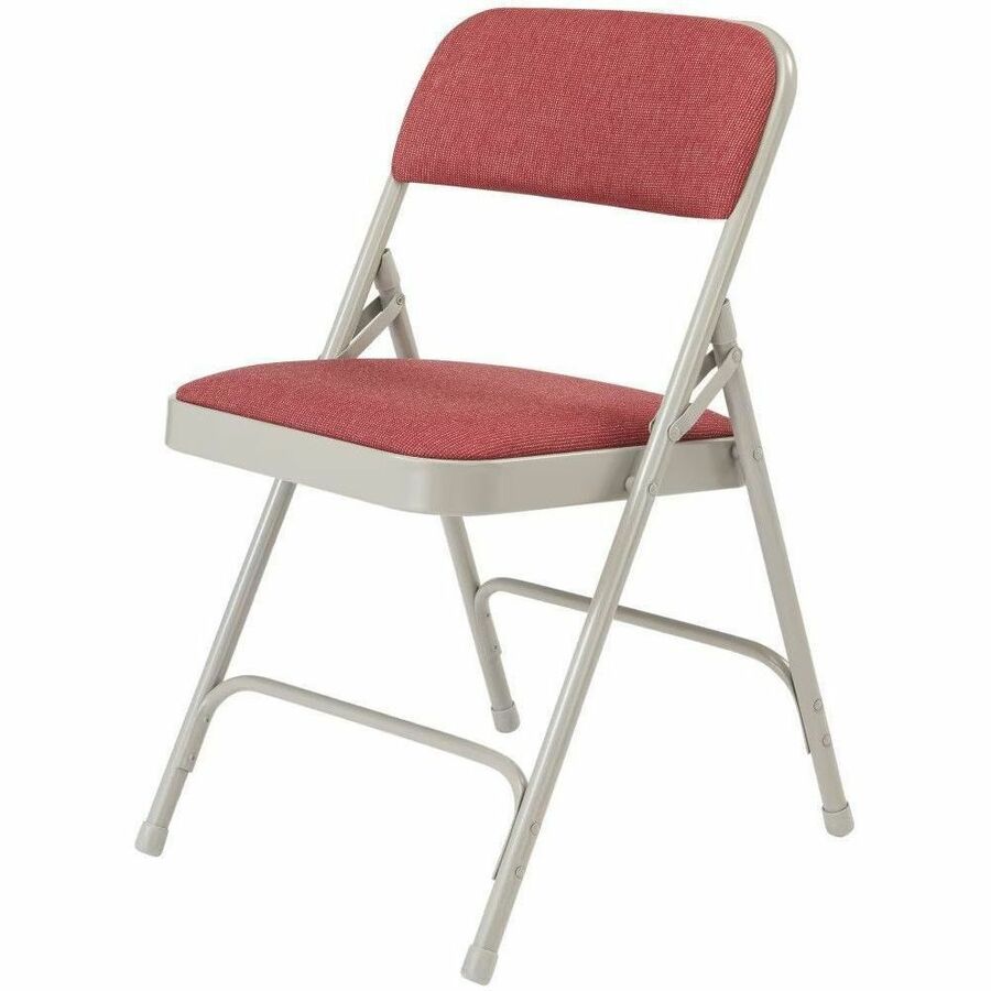 NPS® 2200 Series Deluxe Fabric Upholstered Double Hinge Premium Folding Chair, Pack of 4, Surface Color: Majestic Cabernet, Frame Color: Grey