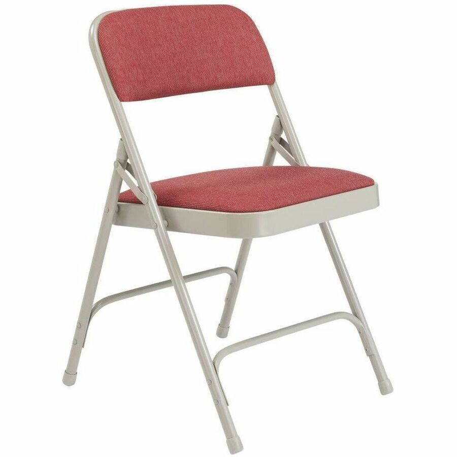 NPS® 2200 Series Deluxe Fabric Upholstered Double Hinge Premium Folding Chair, Pack of 4, Surface Color: Majestic Cabernet, Frame Color: Grey