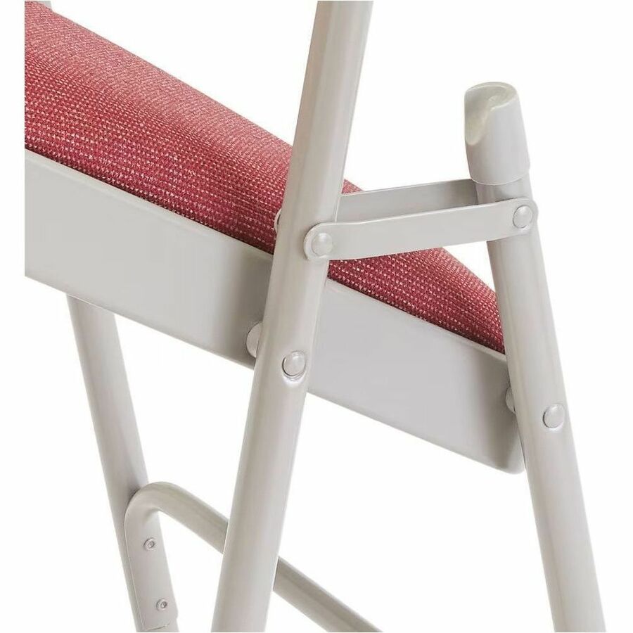 NPS® 2200 Series Deluxe Fabric Upholstered Double Hinge Premium Folding Chair, Pack of 4, Surface Color: Majestic Cabernet, Frame Color: Grey