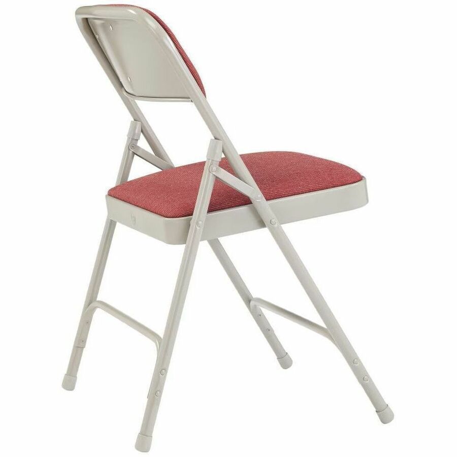 NPS® 2200 Series Deluxe Fabric Upholstered Double Hinge Premium Folding Chair, Pack of 4, Surface Color: Majestic Cabernet, Frame Color: Grey