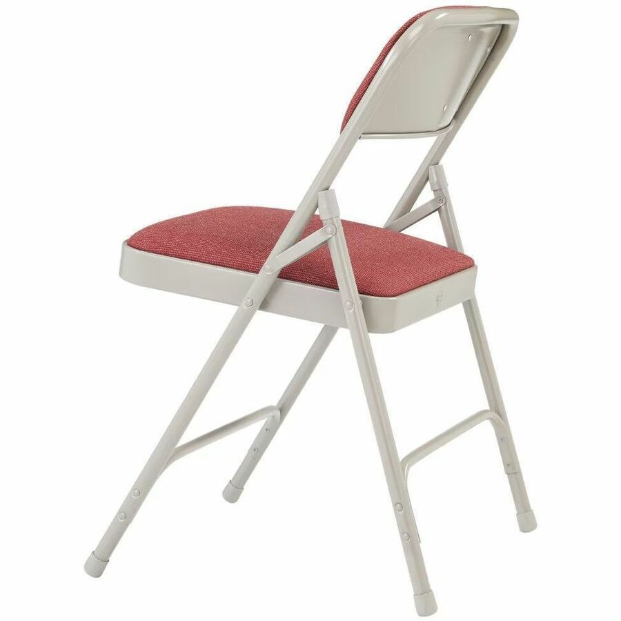 NPS® 2200 Series Deluxe Fabric Upholstered Double Hinge Premium Folding Chair, Pack of 4, Surface Color: Majestic Cabernet, Frame Color: Grey