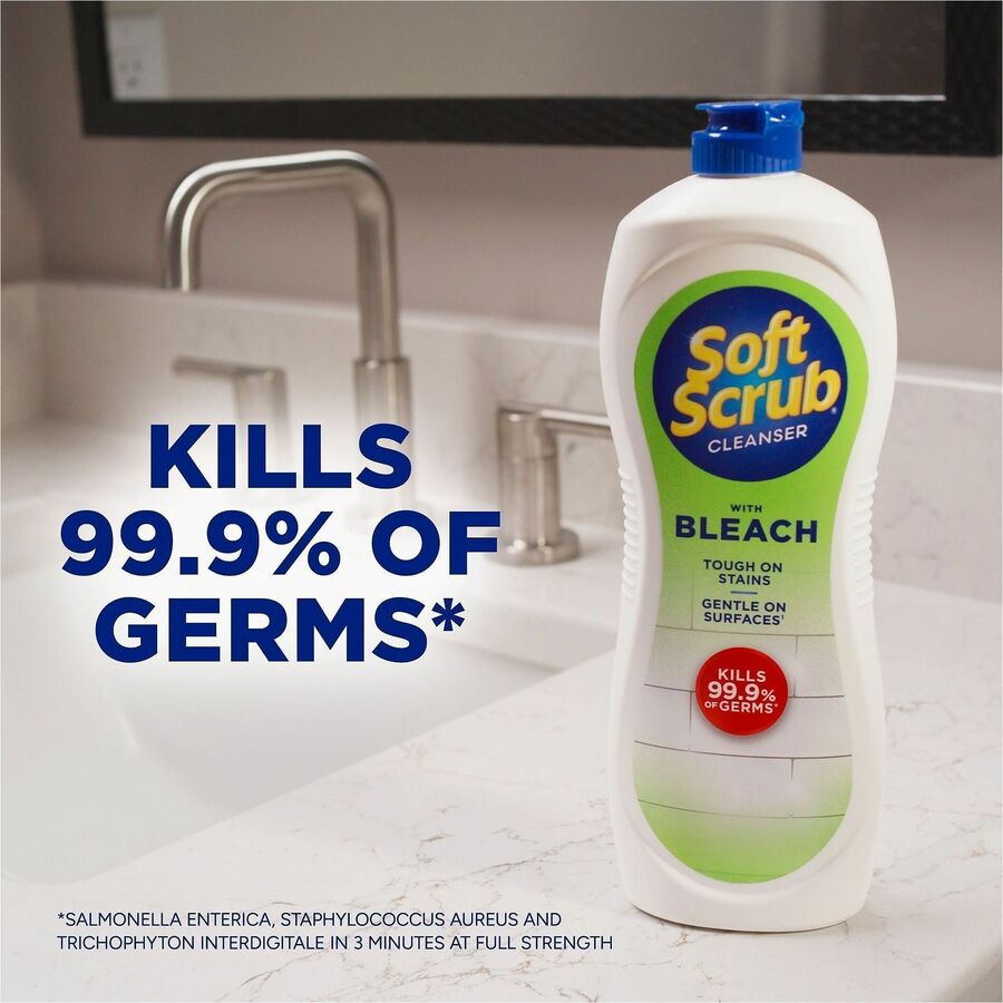 Dial Soft Scrub Bleach Cleanser - 36 fl oz (1.1 quart) - Recommended For: Grease Remover, Dirt Remover, Mold Remover, Mildew Remover, Soap Scum Remover, Germs Remover, Stain Remover - Anti-bacterial, Disinfectant - White - 6 / Carton