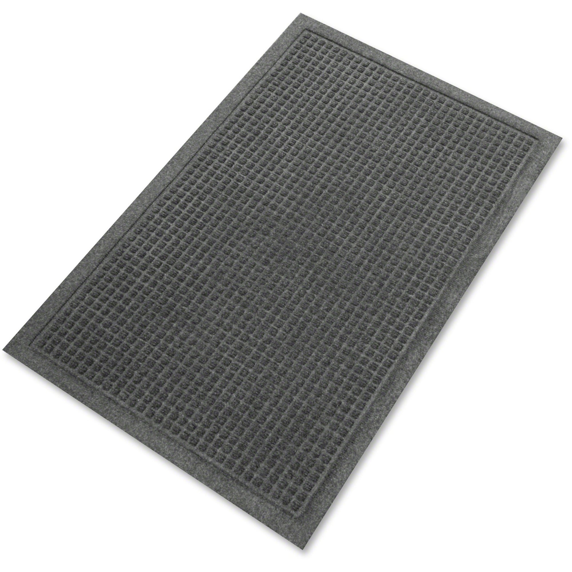 Indoor, Outdoor, Floor, Hard Floor, Carpeted Floor, Entryway, Hallway, Lobby - 60" Length x 36" Width - Rectangular - Polyethylene Terephthalate (PET), Fabric - Charcoal - 1 Each