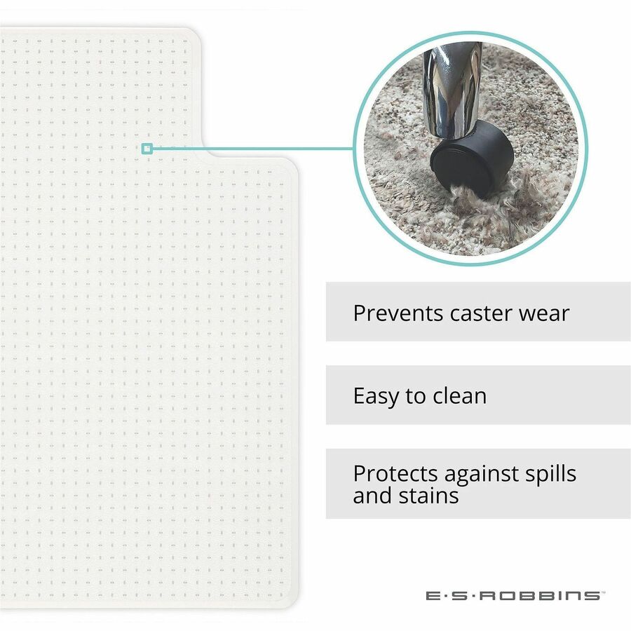 ES ROBBINS EverLife Chair Mat with Lip - Pile Carpet - 48" Length x 36" Width x 0.098" Thickness - Lip Size 10" Length x 20" Width - Vinyl - Clear - 1 Each