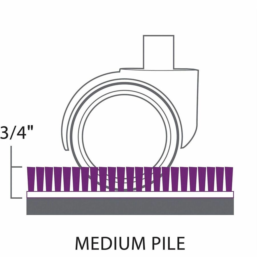 Medium Pile Carpet, Workstation - 60" Length x 66" Width - Lip Size 12" Length x 20" Width - Vinyl - Clear - 1 Each
