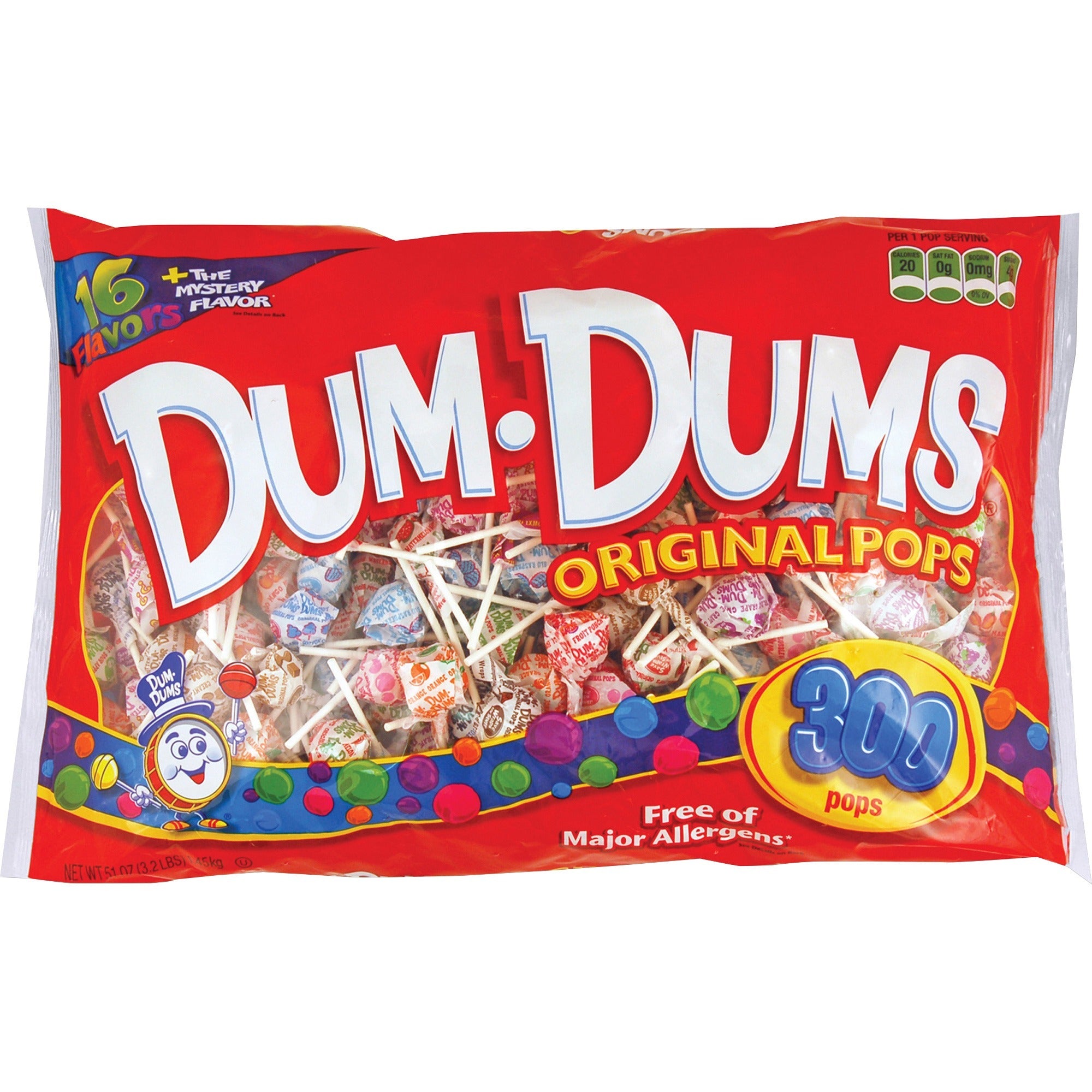 Dum Dum Pops Original Candy - Blue Raspberry, Butterscotch, Watermelon, Sour Apple, Grape, Strawberry, Cherry, Orange, Mango, Cotton Candy, Cream Soda, ... - Gluten-free - 1 Bag