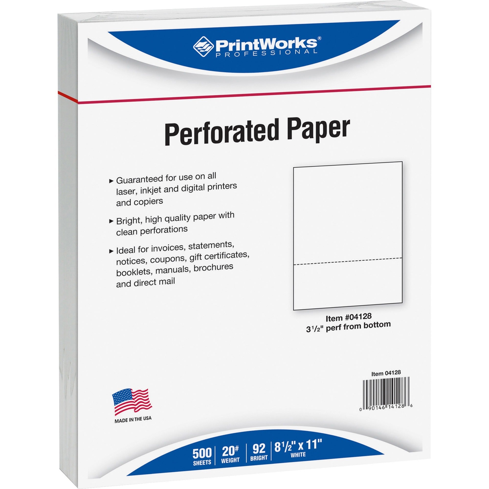 Printworks Pre-Perforated Paper, Letter Size 8.5" x 11", 20 lb, White, 1-Hole Punched, SFI Certified, 500 Sheets per Ream