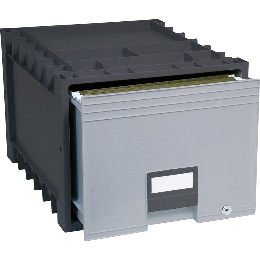 Internal Dimensions: x 18" Width - External Dimensions: 14.3" Length x 18" Width x 12.3" Height - 50 lb - 13.69 gal - Media Size Supported: Letter - Heavy Duty - Stackable - Plastic - Black, Gray - For Letter, File, Folder - Recycled - 1 Each