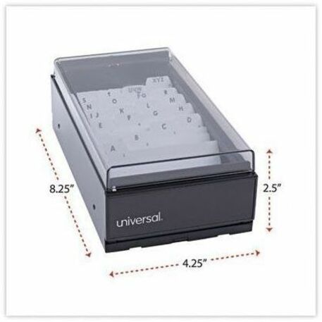 600 Card Capacity - For 3.50" x 2" Size Card - 20 Index Guide - Black - Metal, Plastic