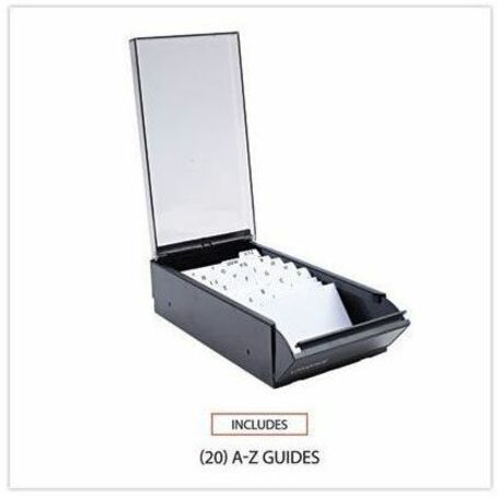 600 Card Capacity - For 3.50" x 2" Size Card - 20 Index Guide - Black - Metal, Plastic