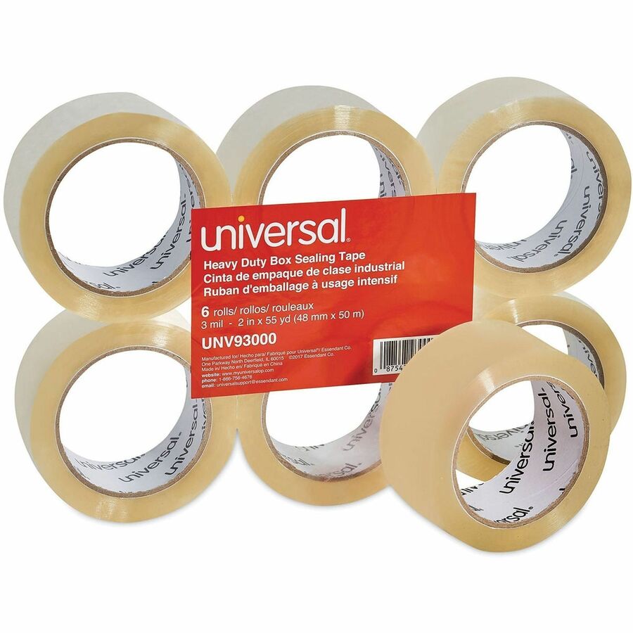 54.60 yd Length x 1.88" Width x 3 mil Thickness - 3" Core - Clear - Resin - Plastic Backing - 6 / Pack