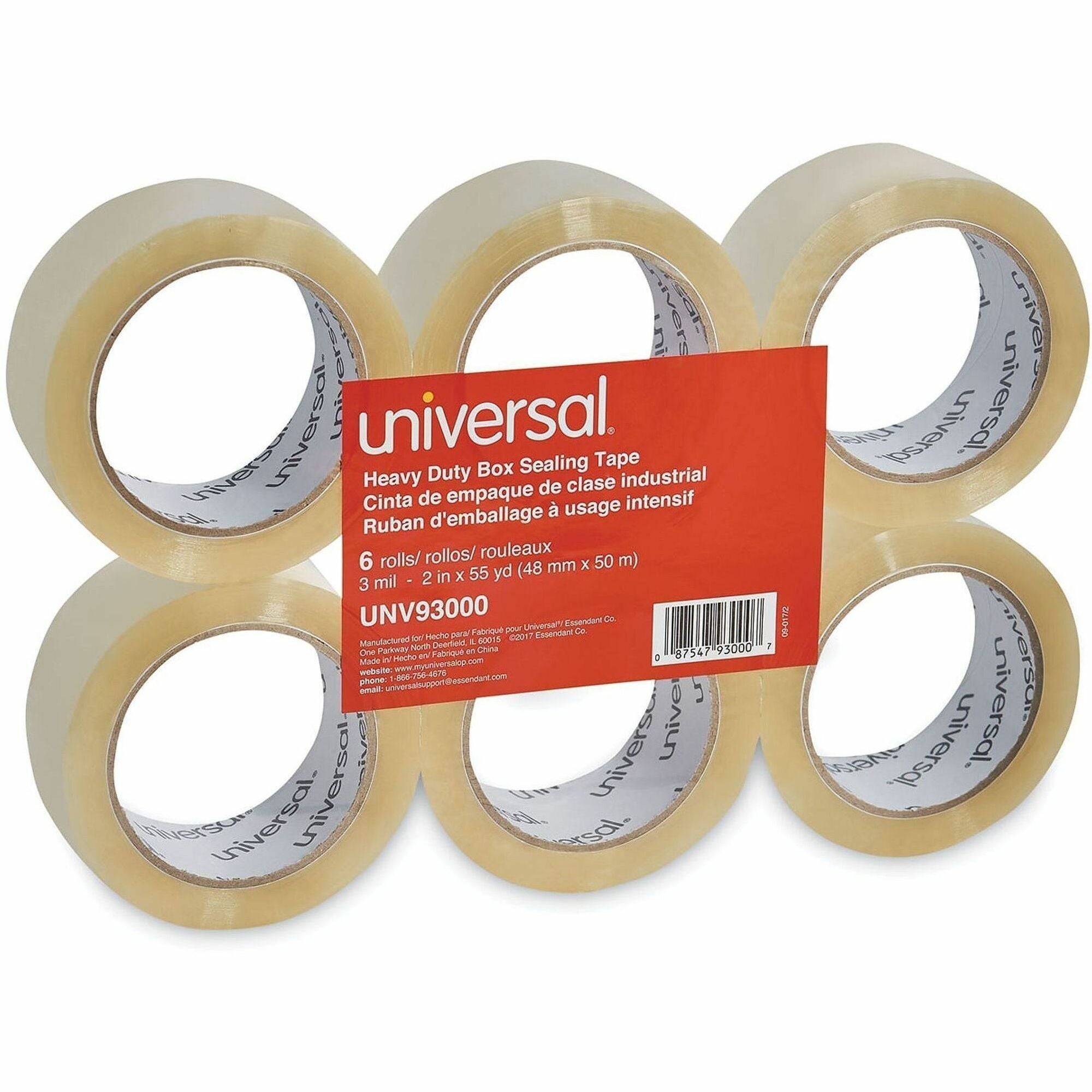 54.60 yd Length x 1.88" Width x 3 mil Thickness - 3" Core - Clear - Resin - Plastic Backing - 6 / Pack