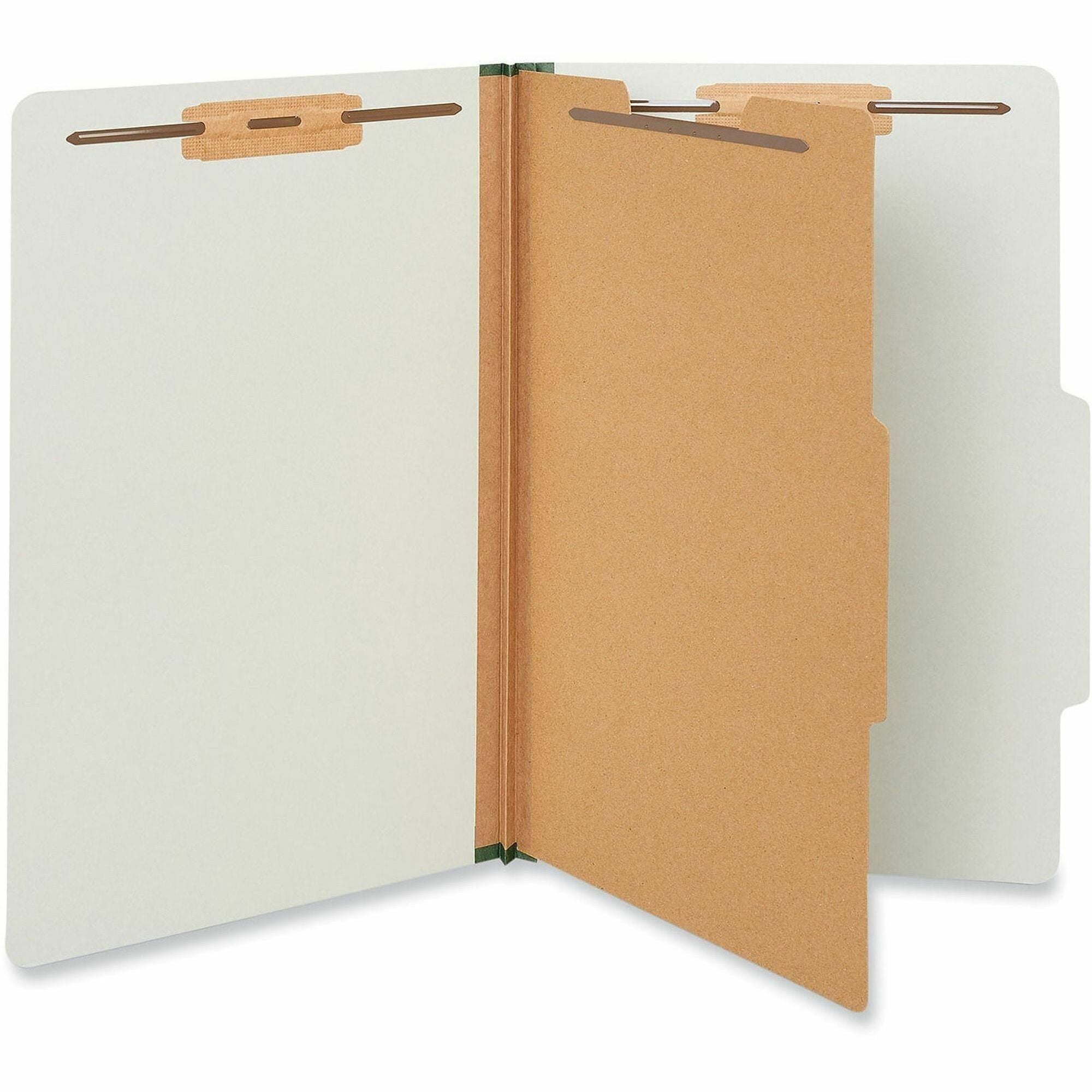 Universal 2/5 Tab Cut Legal Classification Folder - 8 1/2" x 14" - 2" Expansion - 4 Fastener(s) - 2" Fastener Capacity - Top Tab Location - Right of Center Tab Position - 1 Divider(s) - Gray - 10 Box