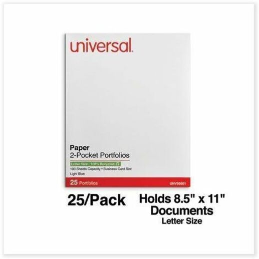 Universal Pocket Folder - 8 1/2" x 11" - 2 Inside Front & Back Pocket(s) - 25 Box